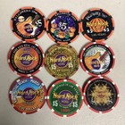 Lot Of 9 Hard Rock Casino Chips  5 Zz Top Xmas Halloween Uncirculated Las Vegas