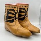 Vintage Child Size Cowboy Boots Size 2 Faux Leather Western Costume Novelty Pair