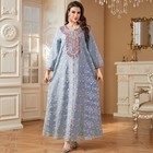 Embroidery Abaya Women Muslim Long Maxi Dress Turkey Kaftan Dubai Robes Dresses