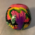 Hand Painted Mexican Folk Art Skull Candle Holder Day Of The Dead Decor