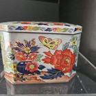 Vintage Daher Decorative Tin Hinged Lid Flowers And Butterflies Made In England