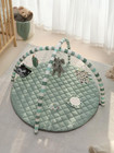 Sage Green Baby Play Gym Mat With 6 Detachable Toys For Skill Development