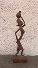 Antique African Tribal Carved Wood Standing Statue Sculptures Woman