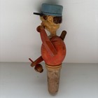 Vtg Italian Mechanical Bottle Stopper Drinking Man Anri Era Moveable Cork Works