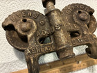 Vintage Myers Stayon Adjustable Cast Iron Barn Door Hanger Roller Ashland Ohio
