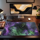 Necromancer Summoning Undead With Green And Purple Magic - Mtg Playmat