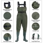 Fishingsir Green 2-ply Nylon Pvc Waterproof Fishing Chest Waders  us Sz 9m   11w