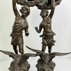 Pair Of French Spelter Statues Le Jour And La Nuit Shaving Mirrors