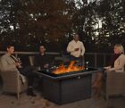 40 44  Outdoor Propane Gas Fire Pit Table-55000 Btu rectangular glass Wind Guard