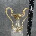 Vintage Italian Glass Urn Brass Swan Handles Pressed Diamond Empire Neoclassical