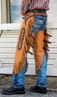 Western Chinks Chaps - Floral Tooled Yoke Smooth Leather - Leg Pocket - S m l xl