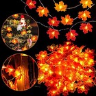 Fall Garland With Lights  Thanksgiving String Lights Fall Leaves Garland 2 