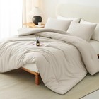  Comforter Set Size  3 Pieces Boho Solid Breathable Quilted Style King Beige