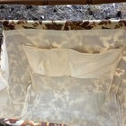 Vtg Folding Sewing Knitting Basket Brown Floral Mcm  Stand Up Yarn Bag Caddy 70s