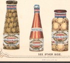 Brandy Bottle New York Catsup 1880 s Olive Glass Pickle Jelly Jar Jam Trade Card