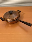 Vintage Copper Chafing Dish Pan With Wood Handles 3 Piece Set