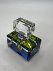 Vintage Clearcut Glass Rectangle Perfume Bottle Iridescent Rainbow Prism Dabber