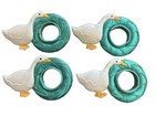 Vintage Napkin Rings In Original Box Christmas Goose Set Of 4 Fabric Wreath Cute
