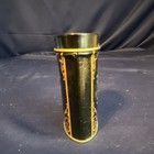 Vintage England Floral Oval Tin Container Black Gold Collectible With Lid