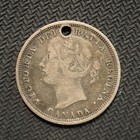 1858 Canada  20 Cent Silver Coin   holed   Free Shipp  C3086