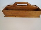 Vintage Hand Made Wooden Open Caddy Tote With Handle  Sectioned 14  L 6 75  Wide