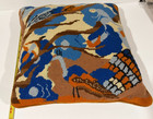 Vintage Mid Century Modern Abstract Needlepoint Pillow 16    Art Brown Piping Bord