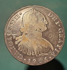 F -  Countermarked - Lima Peru - 8 Reales - 1795 -  Attractive Silver Coin 