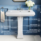 34  Tall White Rectangular Vitreous China Pedestal Bathroom Sink With Overflow