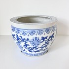 Vintage Blue   White Chinese Porcelain Jardiniere Cache Pot Planter Bowl 10   