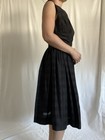 Vintage 50s Black Cocktail Dress Ruched Waist Size Small