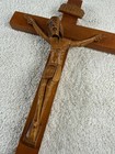 Vtg Hand Carved Wood Wall Crucifix Cross Inri Corpus Jesus Christian Catholic