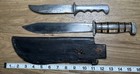 Lot Of 2 Wwii Theater Made Knives Metal Handle Aluminum Plexiglass   Sheath