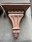 French Carved Heavy Wood Antique Style Cornice Wall Shelves  Set Of 2