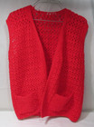 Vintage Hand Crocheted Women   s Medium Vest Red Color With Open Front   Pockets