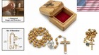 St  Michael Olive Wood Rosary Set