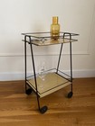 Vintage Mid-century Small French Iron Bar Cart Drinks Trolley