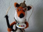 Felted Wool Animal Ornaments Foxes Lot Of  4  Dressed Hanging Christmas