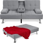 Linen Modern Folding Futon  Reclining Sofa Bed For Apartment  Dorm W removabl   