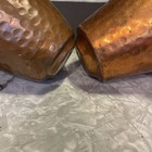 2 Vtg Hammered Copper Hanging Flower Pots   Chains Planters 3      h