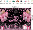 7x5ft Pink And Black Happy Birthday Backdrop Women Birthday Party Photography