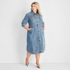 Women s Long Sleeve Denim Midi Dress - Future Collective