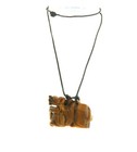 Carved Lion Foo Dog  Pendant In Tiger Eye Gemstone 1 25 X 1 75 Inch