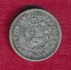 Peru 1866 1 5th Sol Silver Coin   nicely Circulated   Ships Free  