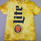Miller Lite Tie Dye Beer Shirt Mens Medium M Yellow Bar Lager Casual Logo Nwt