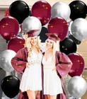 Graduation Decorations Maroon Black 12 Inches  Burgundy Silver 