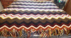 26-689 Vtg 70s Crochet Afghan Blanket Throw Zig Zag Chevron Boho Granny Hippie