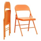 2 Pack Metal Folding Chairs Steel Frame Portable Foldable Stackable Orange