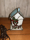 Vintage Electric Light Up Stained Glass Bird House-works