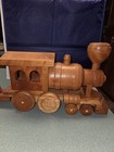 Vintage Handcrafted Wooden Toy Train Set 5 Piece Locomotive   4 Train Cars 68in