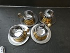 Vintage Set 4 Rivadossi La Termica Jolly Espresso Cups Gold   Silver